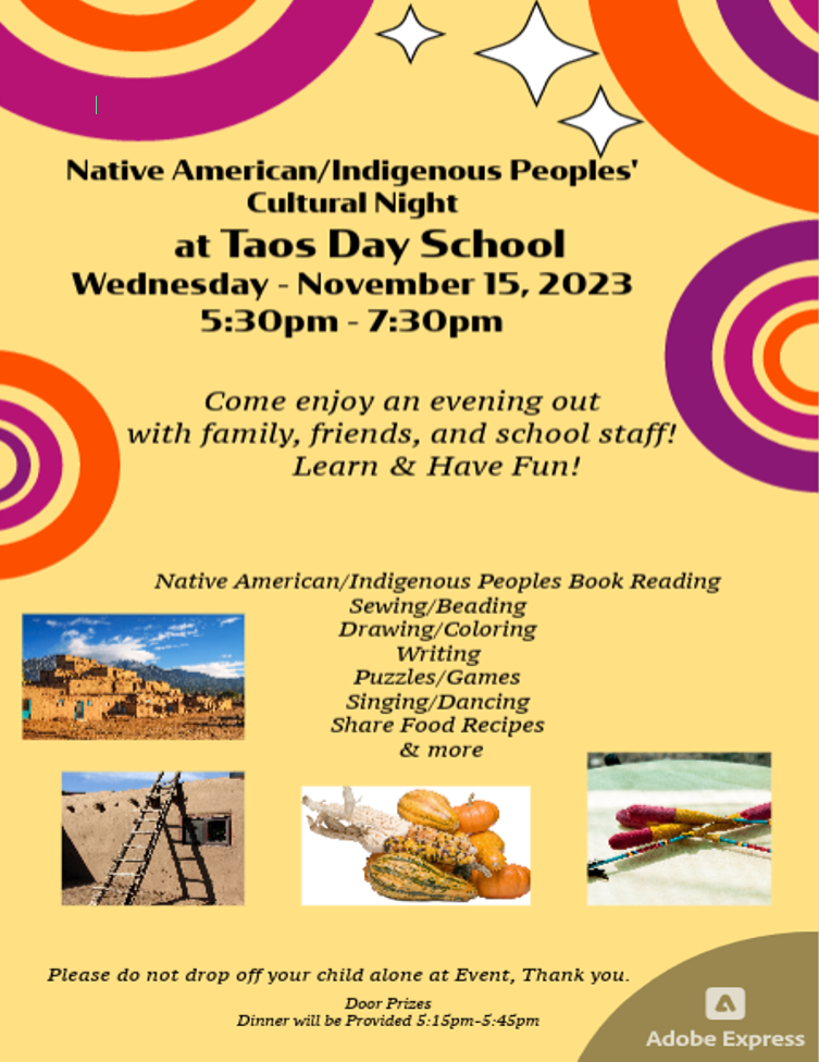 Taos Day School Cultural Night flyer