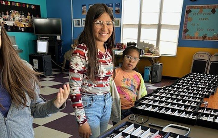 Happy student with new glasses.