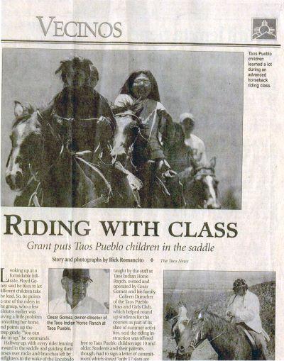 Riding With Class newspaper article clipping