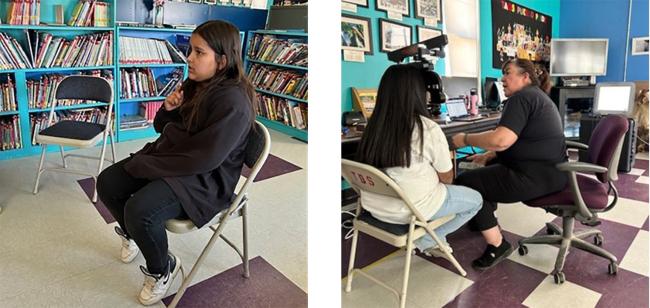 students performing vision tests